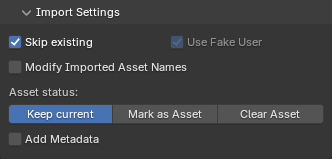 Import Blend Files Settings