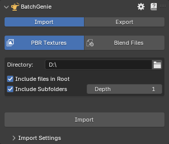 Import Textures Panel