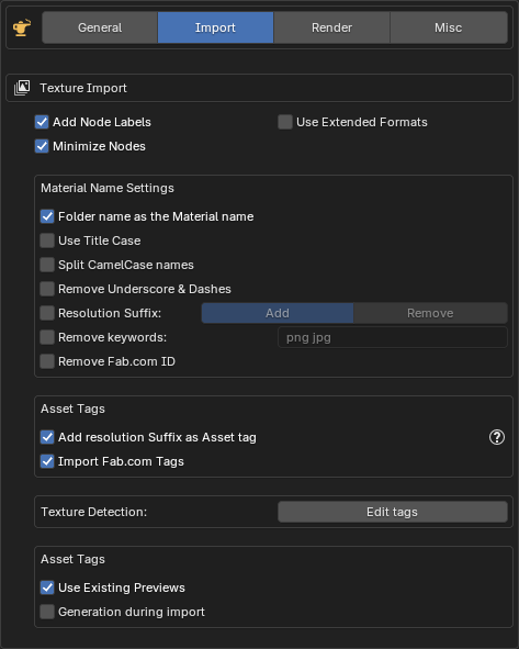 Preferences - Import