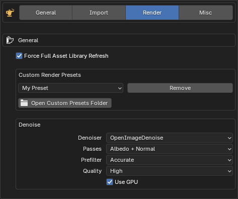 Preferences - Render