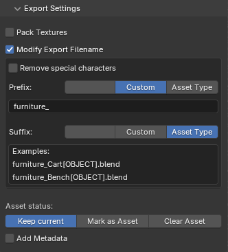 Export Settings